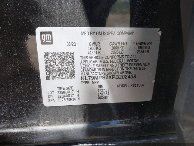 44901044 :رقم المزاد ، KL79MPS2XPB202438 vin ، 2023 Chevrolet Trailblazer Fwd Lt مزاد بيع