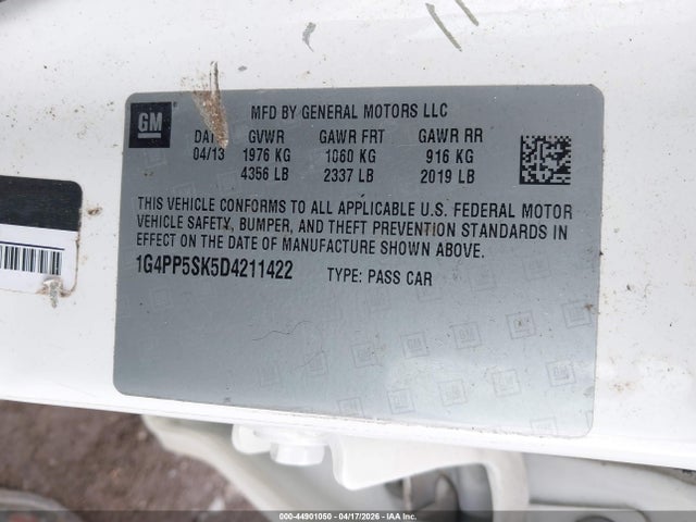 Продаж на аукціоні авто 2013 Buick Verano, vin: 1G4PP5SK5D4211422, номер лоту: 44901050