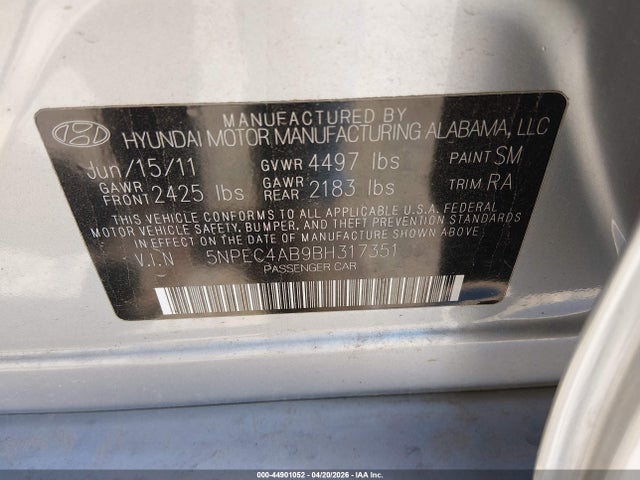 Aukcja sprzedaży 2011 Hyundai Sonata Se 2.0t, vin: 5NPEC4AB9BH317351, numer aukcji: 44901052