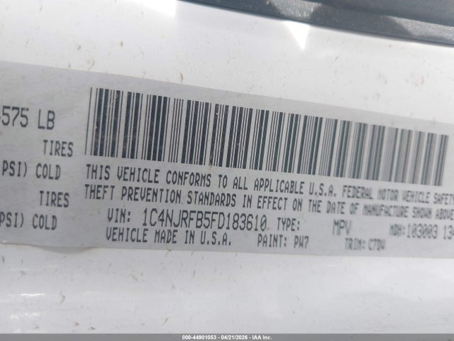 1C4NJRFB5FD183610 Jeep Patriot Latitude