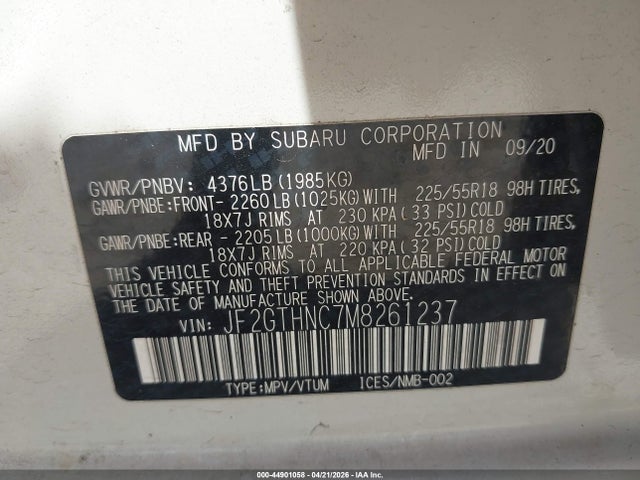 Продаж на аукціоні авто 2021 Subaru Crosstrek Limited, vin: JF2GTHNC7M8261237, номер лоту: 44901058