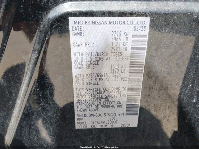 Aukcja sprzedaży 2018 Infiniti Qx60, vin: 5N1DL0MN3JC530134, numer aukcji: 44901116
