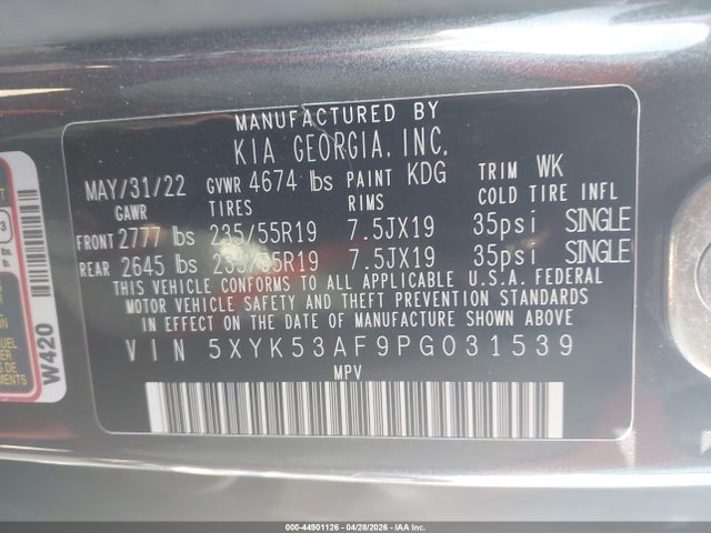 5XYK53AF9PG031539 KIA Sportage Sx-prestige