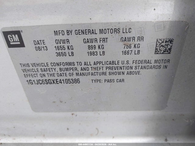 1G1JC6SGXE4105386 Chevrolet Sonic Lt Auto
