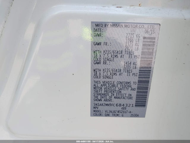 Nissan Pathfinder S 2015 5N1AR2MN9FC684321 Image 9
