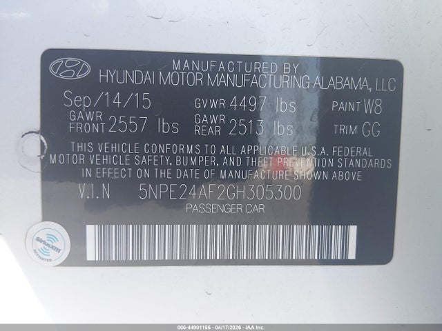 Продаж на аукціоні авто 2016 Hyundai Sonata Se, vin: 5NPE24AF2GH305300, номер лоту: 44901196