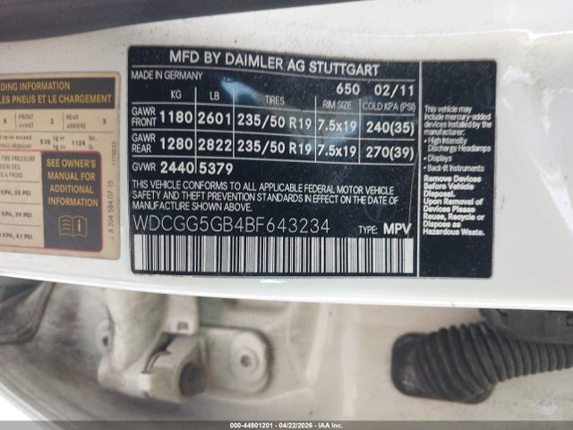 Продажа на аукционе авто 2011 Mercedes-benz Glk 350, vin: WDCGG5GB4BF643234, номер лота: 44901201