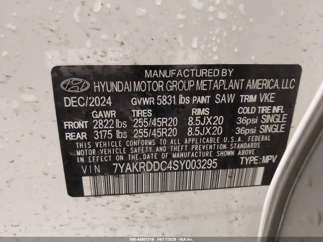 Aukcja sprzedaży 2025 Hyundai Ioniq 5 Limited, vin: 7YAKRDDC4SY003295, numer aukcji: 44901216