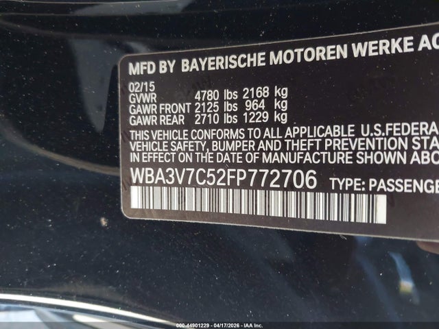 2015 Bmw 428i მანქანა იყიდება აუქციონზე, vin: WBA3V7C52FP772706, აუქციონის ნომერი: 44901229