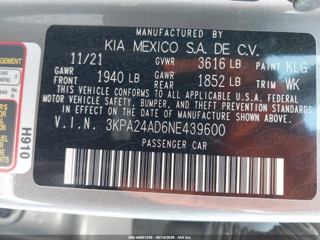 KIA RIO S 2022 3KPA24AD6NE439600 Image 9