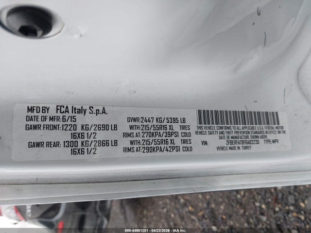 2015 Ram Promaster City Tradesman მანქანა იყიდება აუქციონზე, vin: ZFBERFAT8F6A83230, აუქციონის ნომერი: 44901281
