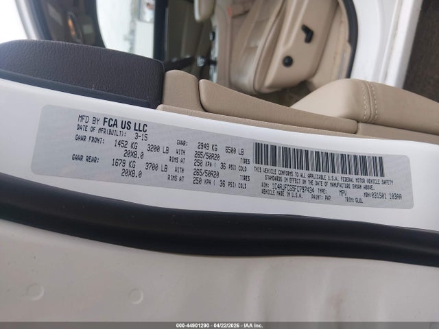 Aukcja sprzedaży 2015 Jeep Grand Cherokee Overland, vin: 1C4RJFCG5FC797434, numer aukcji: 44901290