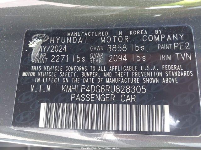 Aukcja sprzedaży 2024 Hyundai Elantra Limited, vin: KMHLP4DG6RU828305, numer aukcji: 44901354