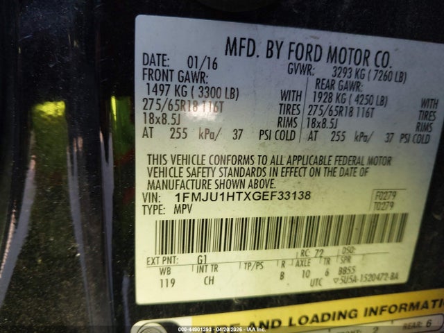 Ford Expedition Xlt 2016 1FMJU1HTXGEF33138 Image 9