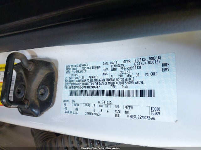 1FTEW1EG7FKD90947 Ford F-150 Lariat