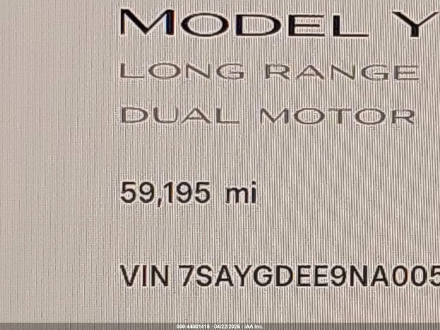 Продажа на аукционе авто 2022 Tesla Model Y Long Range Dual Motor All-wheel Drive, vin: 7SAYGDEE9NA005930, номер лота: 44901418