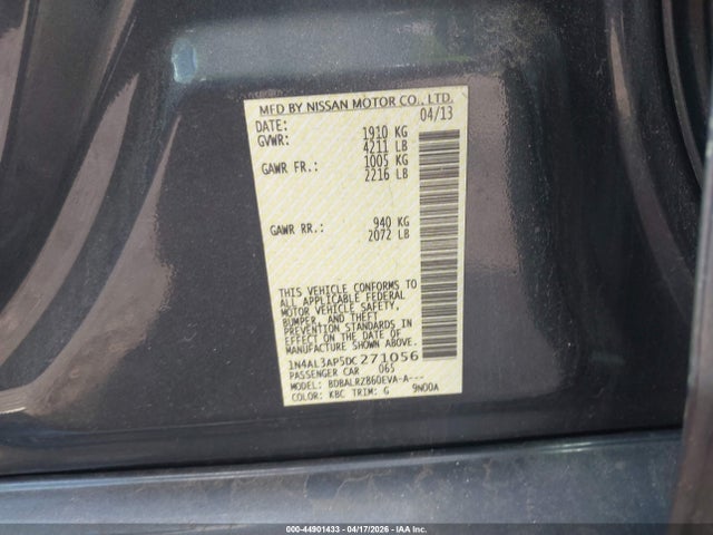 44901433 :رقم المزاد ، 1N4AL3AP5DC271056 vin ، 2013 Nissan Altima 2.5 S مزاد بيع