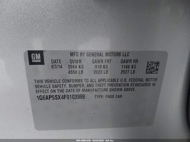 1G6AP5SX4F0103988 Cadillac Cts Standard