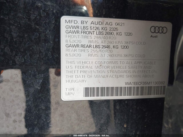 WA1EECF35M1130392 Audi Q3 Premium Plus 45 Tfsi S Line Quattro Tiptronic