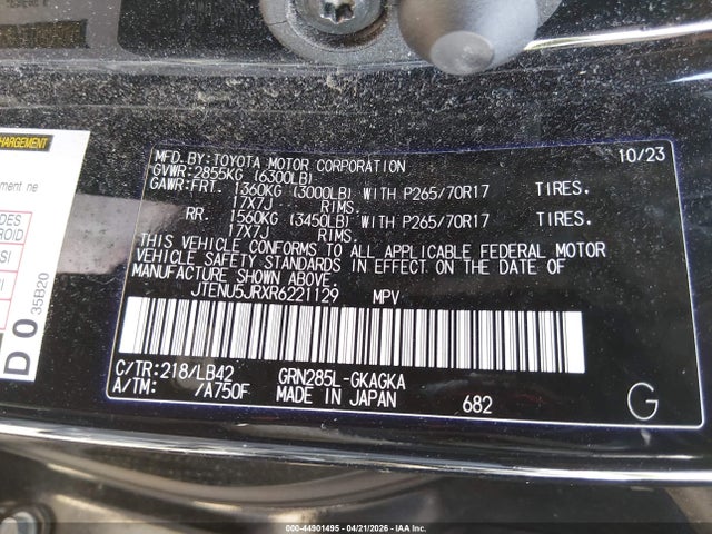 Aukcja sprzedaży 2024 Toyota 4runner Sr5 Premium, vin: JTENU5JRXR6221129, numer aukcji: 44901495