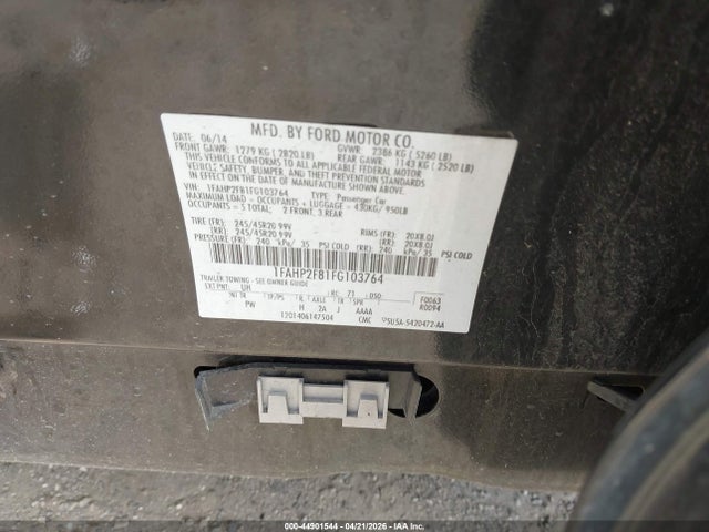 Ford Taurus Limited 2015 1FAHP2F81FG103764 Image 9