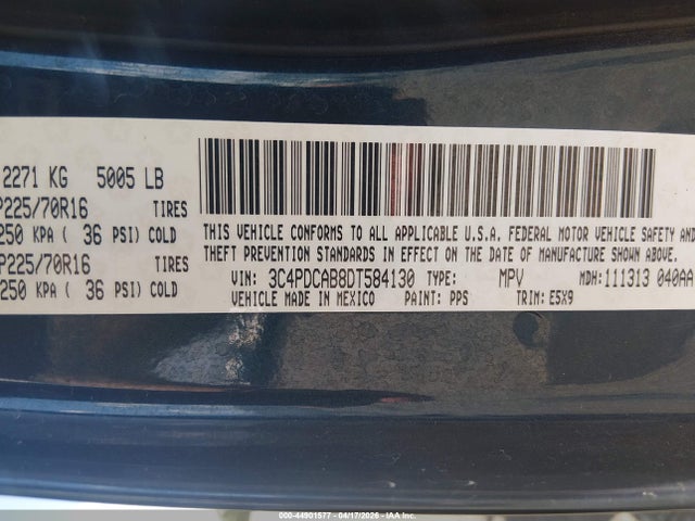 Aukcja sprzedaży 2013 Dodge Journey American Value Pkg, vin: 3C4PDCAB8DT584130, numer aukcji: 44901577