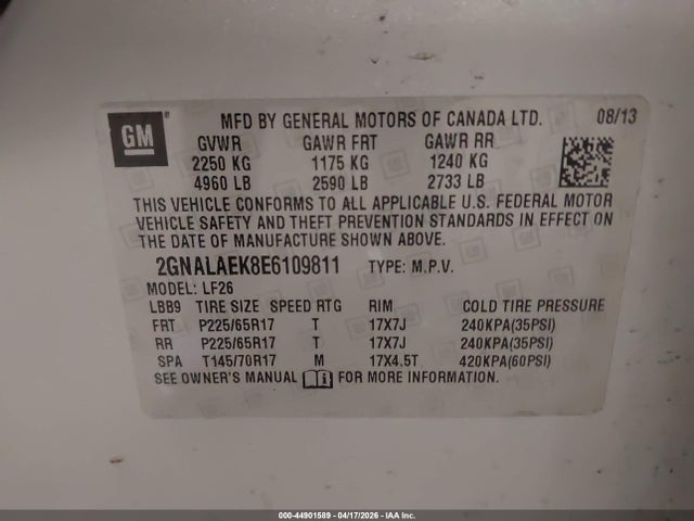 2014 CHEVROLET EQUINOX 2GNALAEK8E6109811 Photo 8