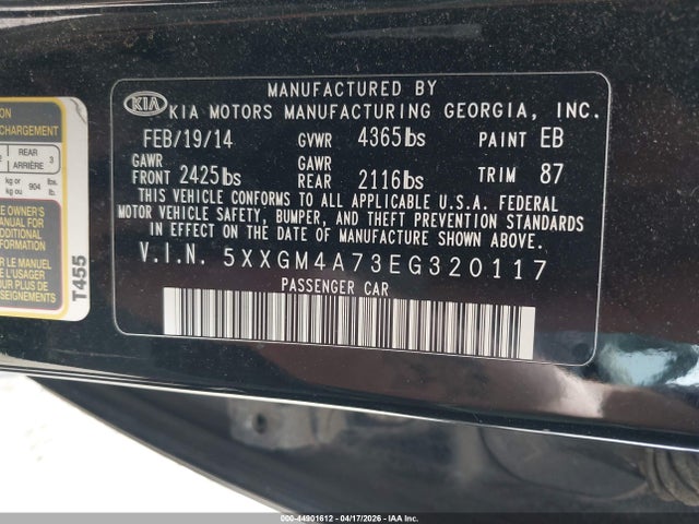 Продажа на аукционе авто 2014 Kia Optima Lx, vin: 5XXGM4A73EG320117, номер лота: 44901612