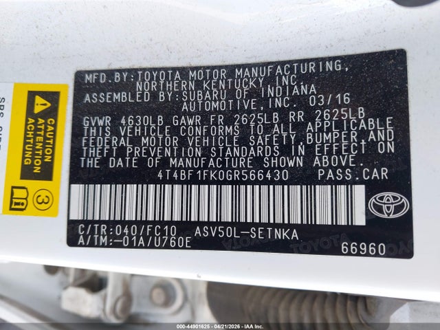 Toyota CAMRY LE 2016 4T4BF1FK0GR566430 Image 9