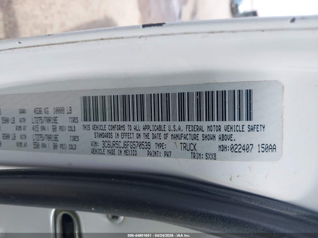 Продаж на аукціоні авто 2015 Ram 2500 Tradesman, vin: 3C6UR5CJ6FG570539, номер лоту: 44901651