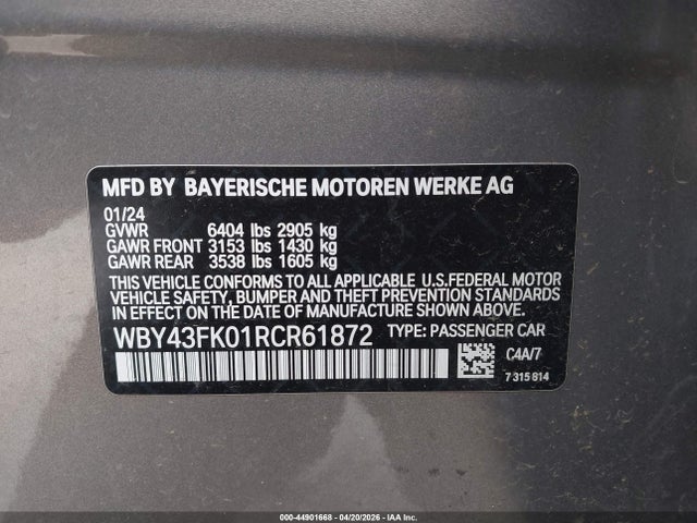 WBY43FK01RCR61872 BMW I5 M60
