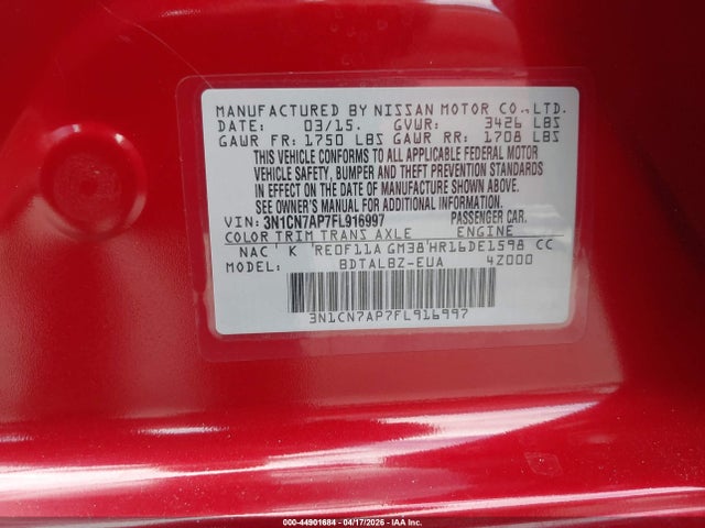 Nissan Versa 1.6 Sv 2015 3N1CN7AP7FL916997 Image 9