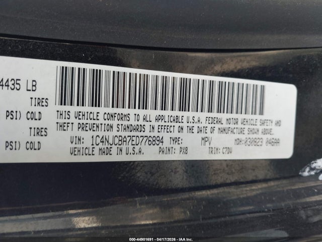 44901691 :رقم المزاد ، 1C4NJCBA7ED776894 vin ، 2014 Jeep Compass Sport مزاد بيع