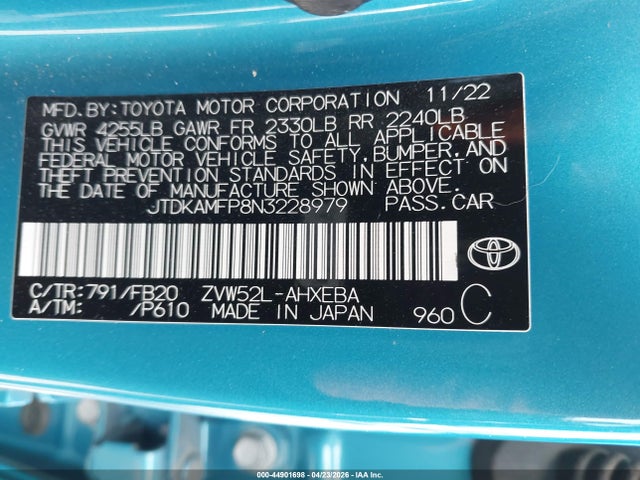 Toyota Prius Prime Le 2022 JTDKAMFP8N3228979 Image 9