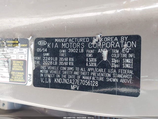 Продаж на аукціоні авто 2014 Kia Soul, vin: KNDJN2A27E7056128, номер лоту: 44901703