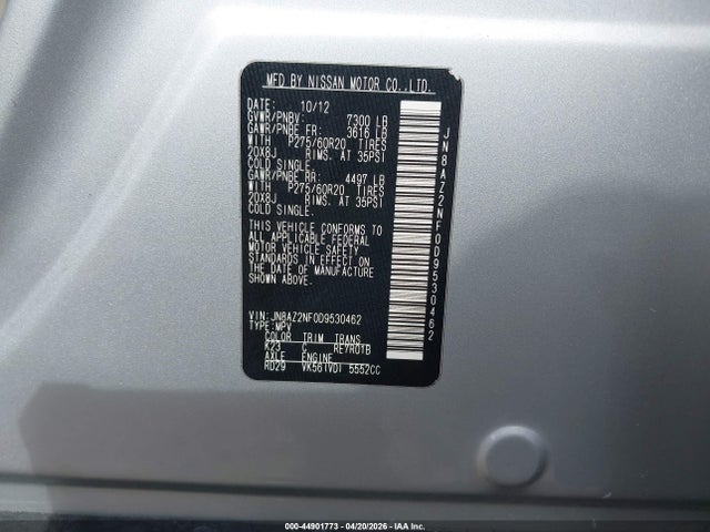 Aukcja sprzedaży 2013 Infiniti Qx56, vin: JN8AZ2NF0D9530462, numer aukcji: 44901773