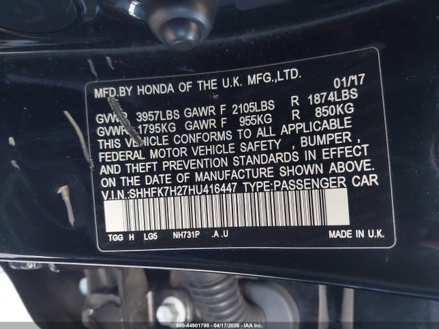 SHHFK7H27HU416447 Honda Civic Lx