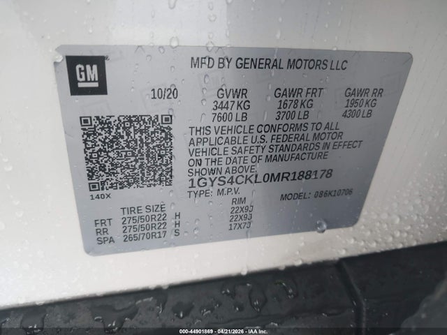 1GYS4CKL0MR188178 Cadillac Escalade 4wd Premium Luxury