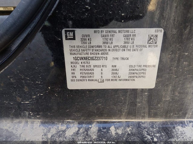 Aukcja sprzedaży 2016 Chevrolet Silverado 1500 Wt, vin: 1GCVKNEC0GZ237710, numer aukcji: 44901923