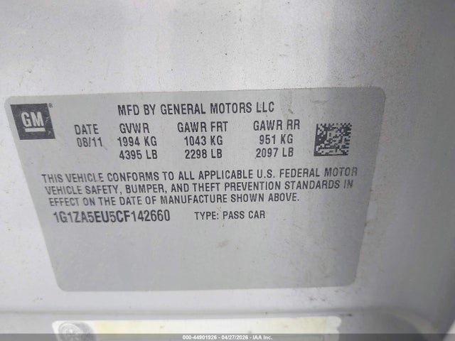 Aukcja sprzedaży 2012 Chevrolet Malibu Ls, vin: 1G1ZA5EU5CF142660, numer aukcji: 44901926