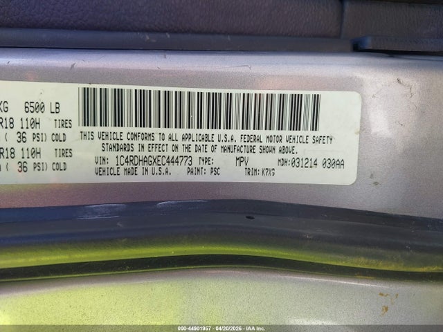 Продаж на аукціоні авто 2014 Dodge Durango Sxt, vin: 1C4RDHAGXEC444773, номер лоту: 44901957