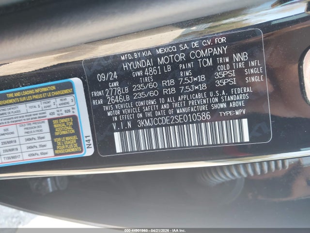 Продажа на аукционе авто 2025 Hyundai Tucson Sel Convenience, vin: 3KMJCCDE2SE010586, номер лота: 44901960