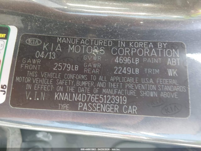 Aukcja sprzedaży 2014 Kia Cadenza Premium, vin: KNALN4D76E5123919, numer aukcji: 44901963