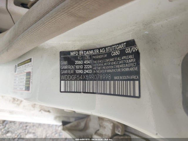 44901970 :رقم المزاد ، WDDGF54X59R078998 vin ، 2009 Mercedes-benz C 300 Luxury/sport مزاد بيع