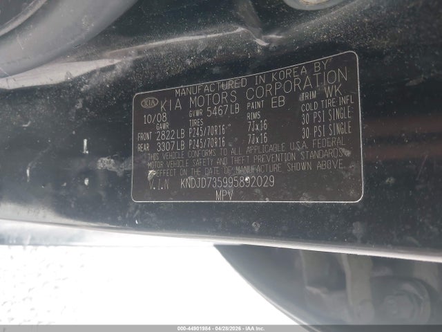 Aukcja sprzedaży 2009 Kia Sorento Lx, vin: KNDJD735995892029, numer aukcji: 44901984