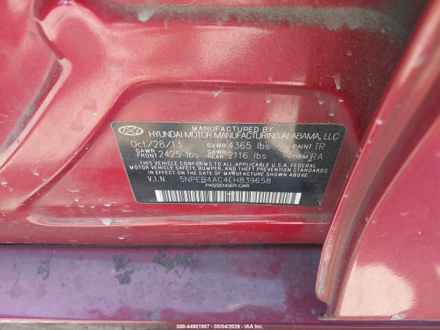 Aukcja sprzedaży 2014 Hyundai Sonata Gls, vin: 5NPEB4AC4EH839658, numer aukcji: 44901987