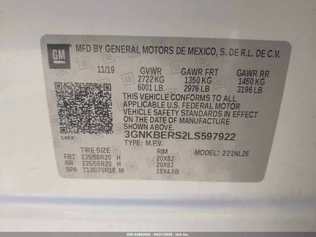 3GNKBERS2LS597922 Chevrolet Blazer Fwd Rs