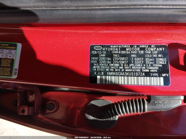 Продажа на аукционе авто 2019 Hyundai Kona Sel, vin: KM8K6CAA3KU319724, номер лота: 44902047