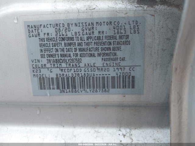 Продаж на аукціоні авто 2020 Nissan Sentra Sv Xtronic Cvt, vin: 3N1AB8CV9LY287582, номер лоту: 44902066