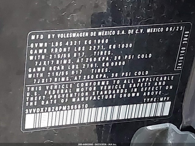 44902080 :رقم المزاد ، 3VVDX7B28PM365510 vin ، 2023 Volkswagen Taos 1.5t S مزاد بيع